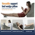 thumbnail image 3 of WOWMXA Bed Wedge Pillow, Reading Pillow Adult, Wedge Pillow for Sleeping, Back Pillow for Sitting in Bed with Adjustable Roller, Foam Wedge Pillow for Neck, Lumbar, Back, Removable Cover, Gray, Velvet, 3 of 7