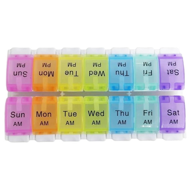 5uds. Pastillero de 7 días, portátil, almacenamiento de pastillas de viaje 2 veces al día (extra grande, colorido)
