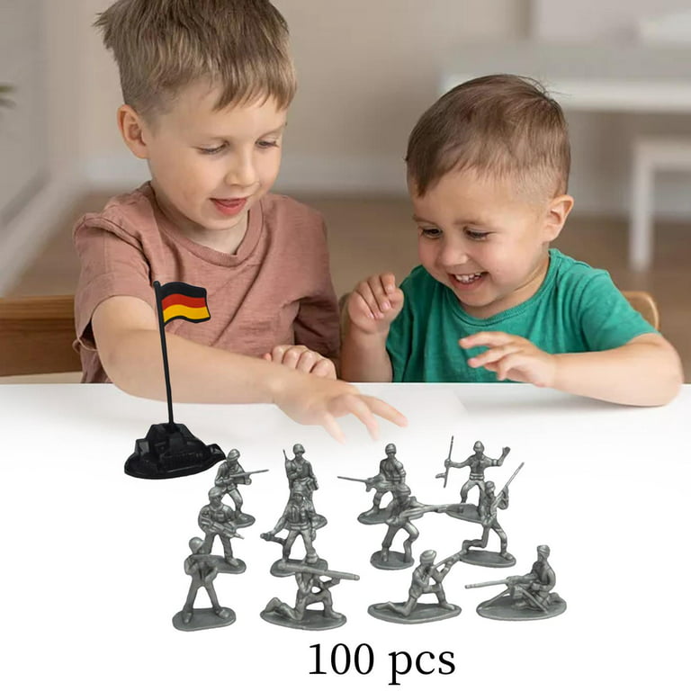 Mini Men Toy Soldiers, Bulk Pack of 100 Soldier Figurines, Guys Playset,  Action Figures in Assorted Poses, and Party Favors , 