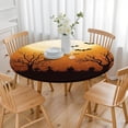 thumbnail image 3 of Spooky Themed Elastic Edge Round Table Cover - 52 Inch Fitted Tablecloth for Kitchen Dining Party, Durable and Washable, 3 of 6
