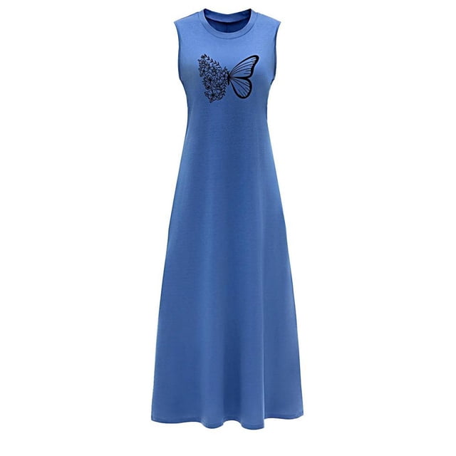 Vestido largo de verano para mujer, vestido largo sin mangas para ir de compras y citas SG