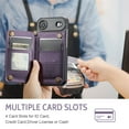 thumbnail image 2 of CaseMe Leather for iPhone Air Case with Card Holder, Wallet Case for Women Men with RFID Blocking, Durable Leather Kickstand Magnetic Clasp Shockproof Phone Case for iPhone Air 6.5-inch,Purple, 2 of 9