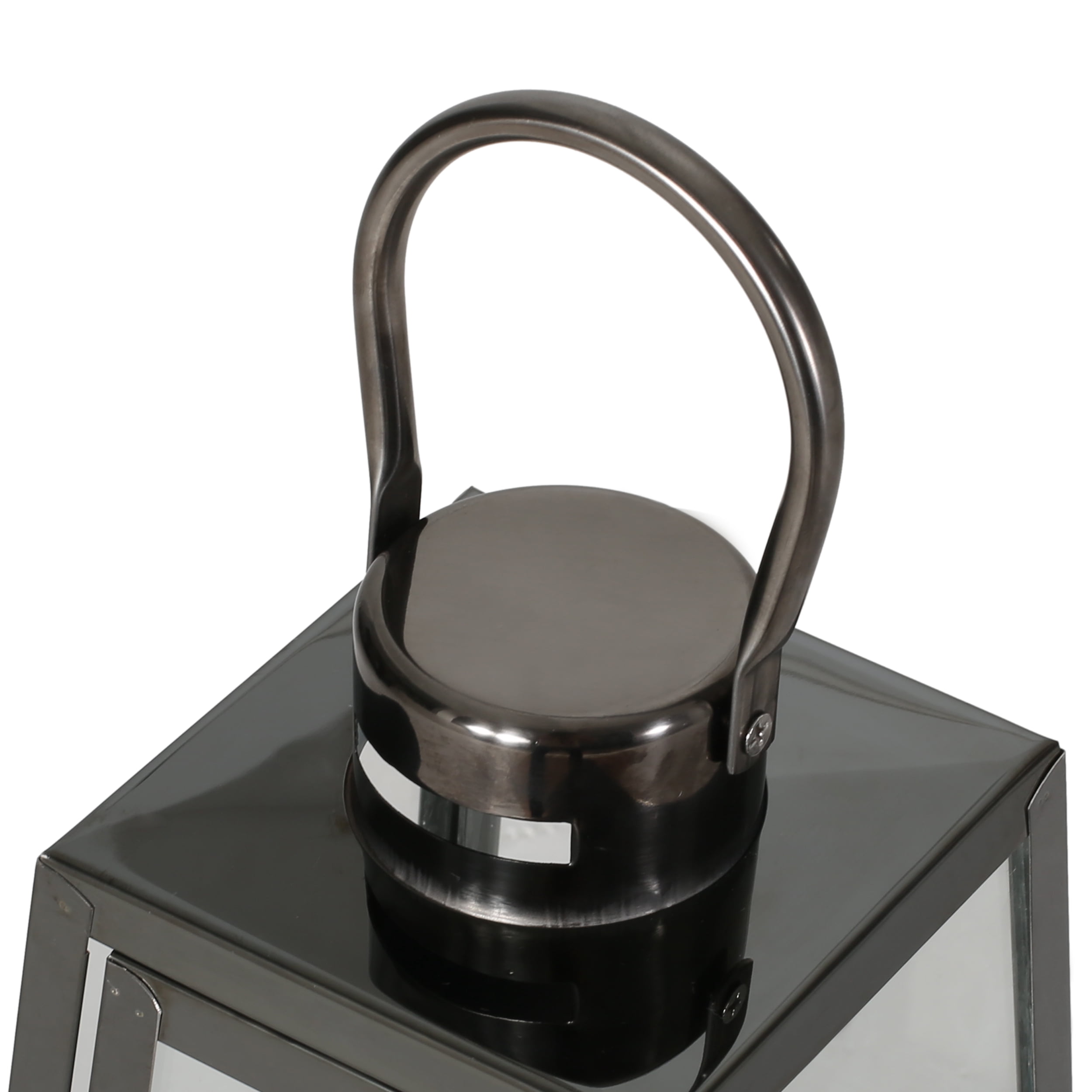 Noble House Medium Traditional Rectangle Metal Lantern, Black