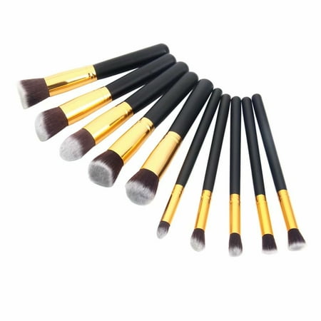 10pcs High-quality Professional Cosmetic Makeup Brushes Set Black &