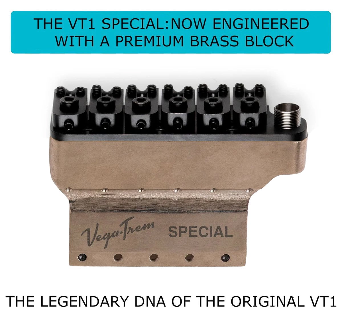 Vega-Trem VT1 Special Standard 6-Screw Stratocaster Guitar Tremolo Bridge For Strat No Mods Easy Installation Black, Right