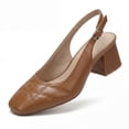 thumbnail image 2 of Rexoro Women Pumps Square Toe Slingback Mid Block Heel Women's Dress Shoes Office Party, 2 of 5