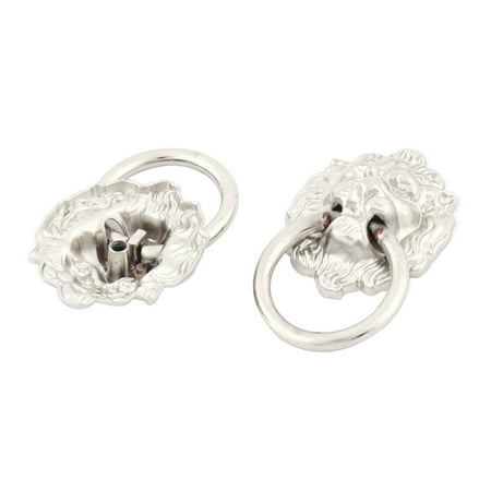 - Uxcell Metal Lion Head Shaped Drawer Cabinet Door Ring Pull Handle Silver Tone 2 Pcs