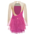 thumbnail image 2 of Aislor Kids Girls Sparkle Mesh Splice Figure Ice Skating Dress Ballet Leotard Tutu Skirt  Dancewear Hot Pink 16, 2 of 7