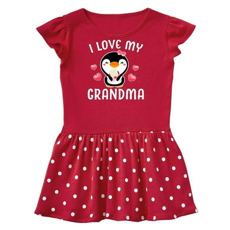

Inktastic I Love My Grandma with Cute Penguin and Hearts Gift Toddler Girl Dress