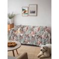 thumbnail image 6 of Pink Green Spring Floral Couch Cover for 2 Cushion Sofa, Vintage Botanical Summer Washable Loveseat Sofa Covers Slipcover for Sectional Sofas L-Shaped, Couch Throw Cover 71"x118", 6 of 9