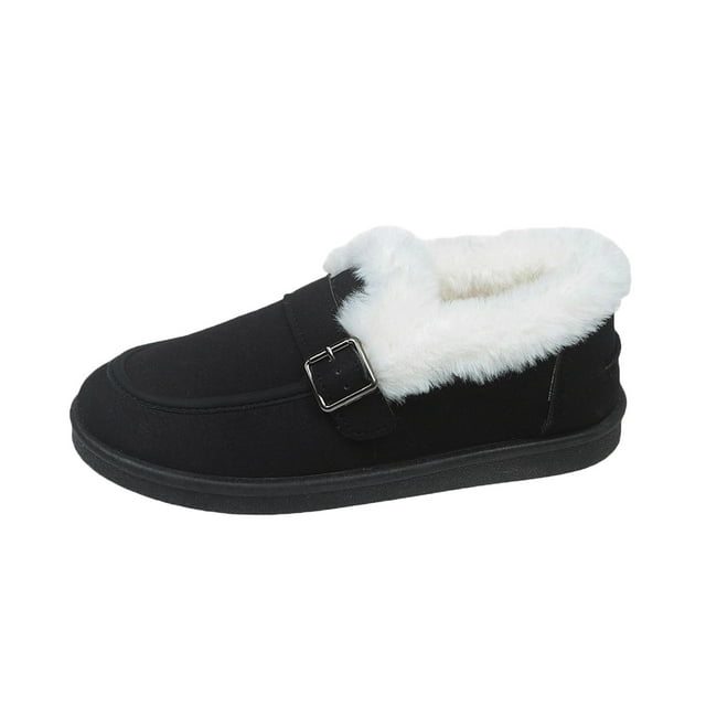 Black Ladies Uniform Frosted Insulated Foot Enclosure Cold Proof Autumn Winter Fashionable Snow Boots For Outdoor Pursuits