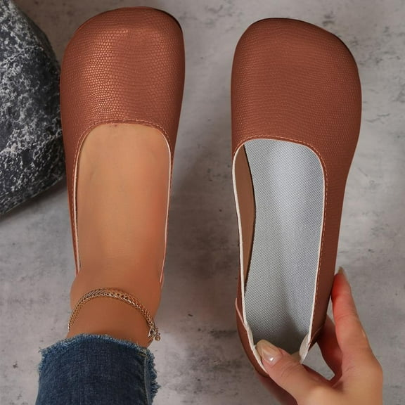 Bxsruta Textured Slip-On Flats with Round Toe, Spring/Summer Casual Shoes for Women, Outdoor Comfort Footwear