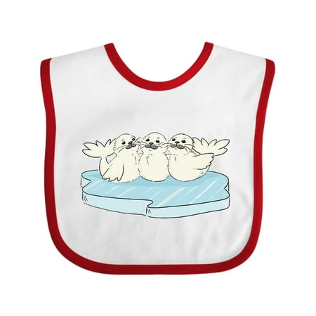 

Inktastic 3 Cute White Harp Seals on Ice Gift Baby Boy or Baby Girl Bib