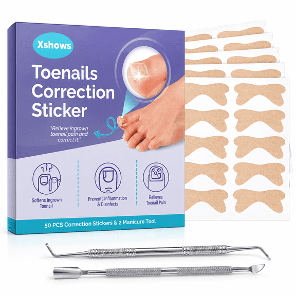 Ingrown Toenail Treatment, Ingrown Toenail Corrector Patch, Breathable Ingrown Toenail Tool Kit with Manicure Tools, 50 PCS