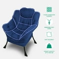 thumbnail image 5 of Vivijason Modern Cotton Solid Print Side Pocket Contemporary Accent Chair with Ottoman, Blue, 5 of 7