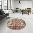 thumbnail image 4 of Ahgly Company Machine Washable Indoor Round Traditional Brown Red Area Rugs, 3' Round, 4 of 7