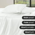 thumbnail image 7 of Seasonwood White Satin Sheets Full Size Soft 1800 Microfiber Sheet Set 4 Pieces with 2 Pillowcase, 7 of 7