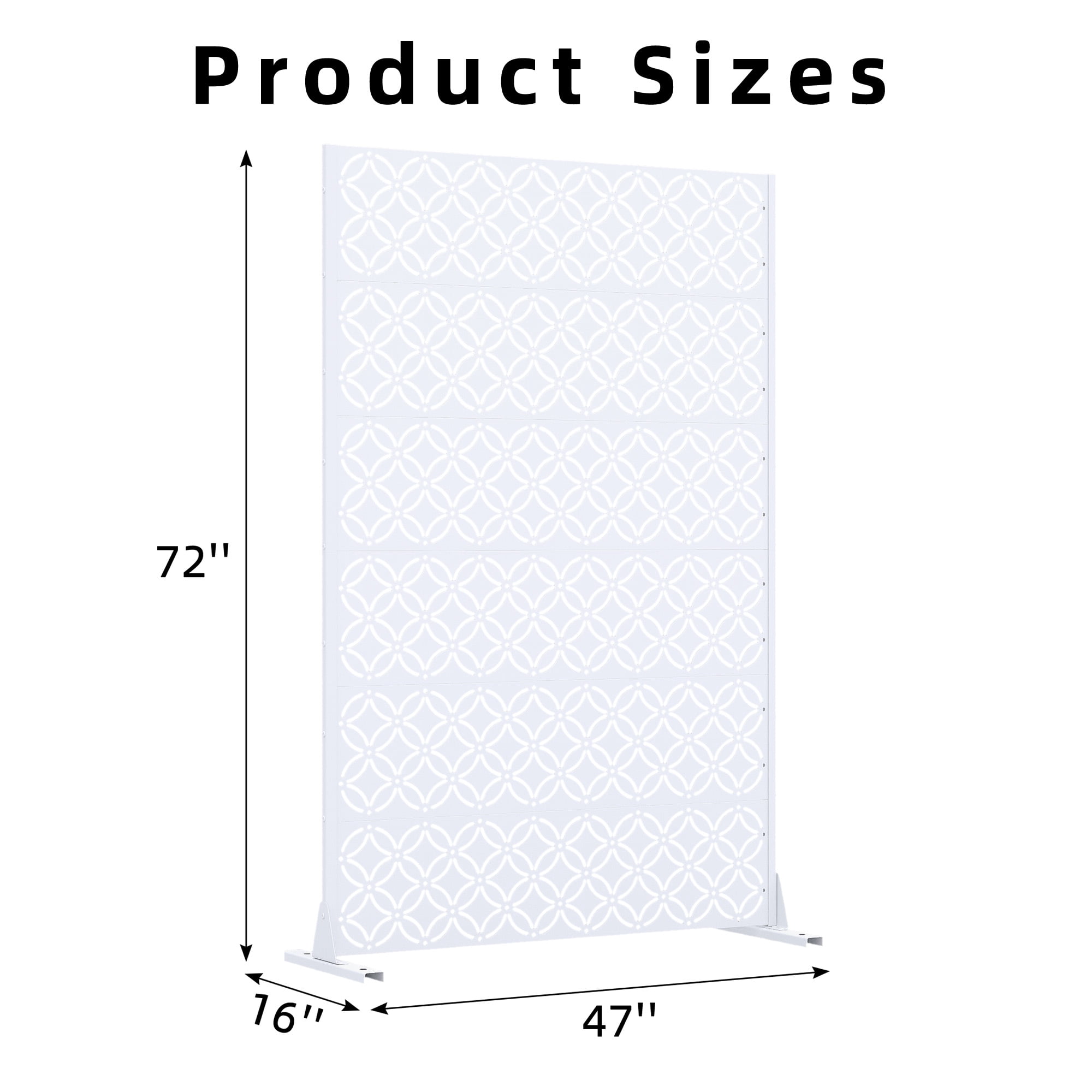 MAYEERTY 72*47" Outdoor White Metal Privacy Panel Screen for Patio, Coin Pattern