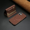 thumbnail image 6 of Allytechgroup 2-in-1 Magnetic Wallet Case for Apple iPhone 16 Plus, Detachable Card Holder with Zipper Pocket RFID Blocking Kickstand PU Leather Protective Flip Cover with 6 Slots, Brown, 6 of 6