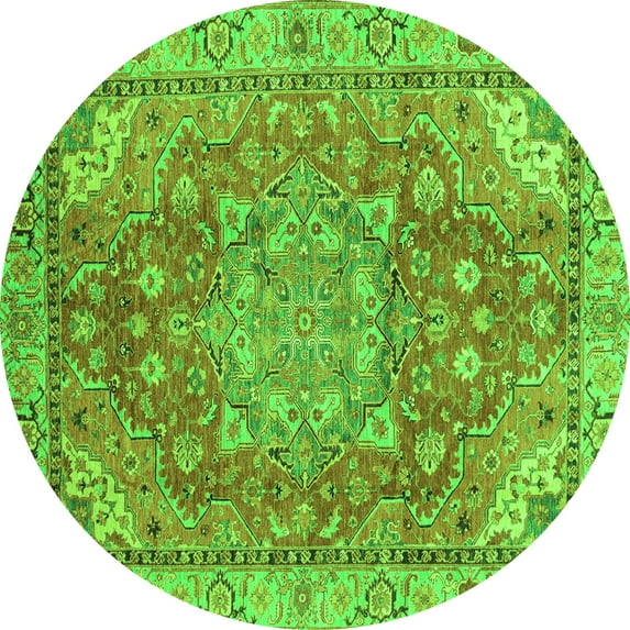 Ahgly Company Indoor Round Persian Green Traditional Area Rugs, 5' Round