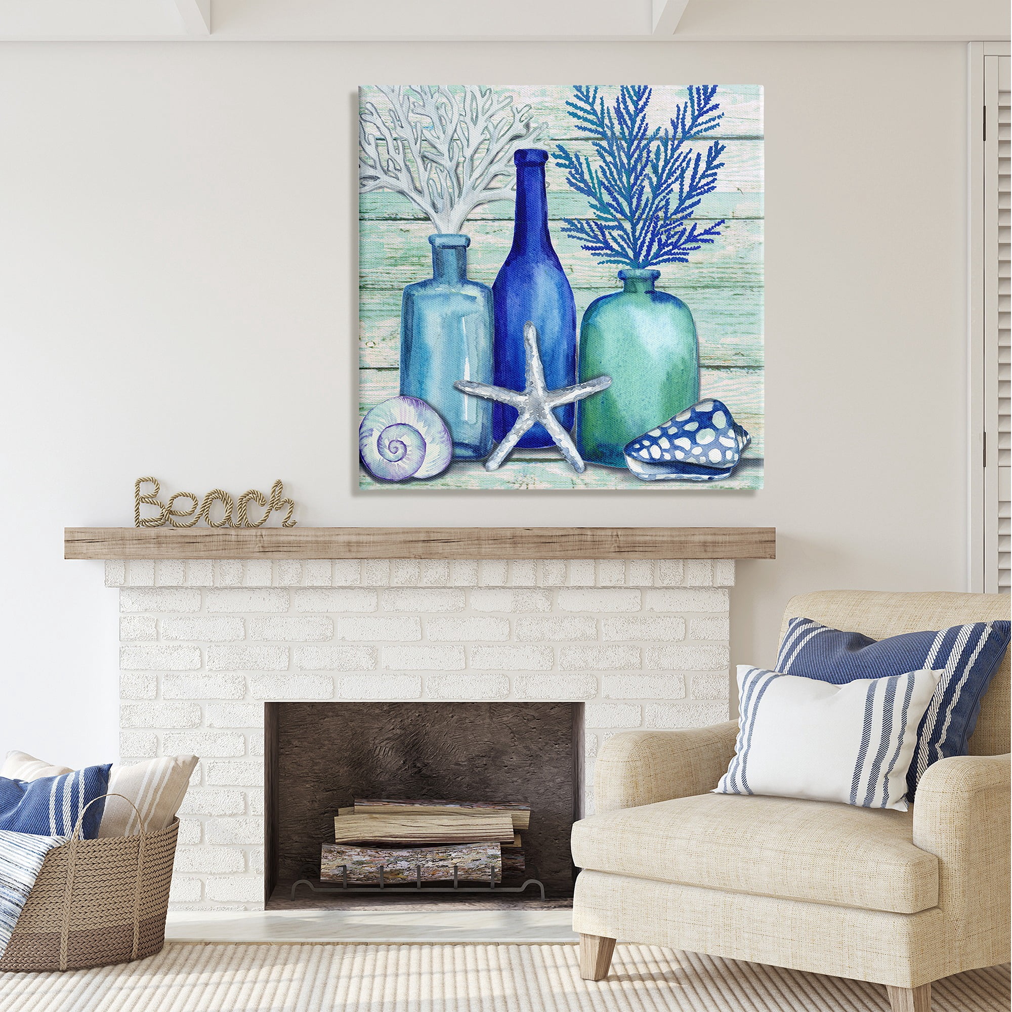 Stupell Industries Nautical Vases & Shells Nature Painting Gallery Wrapped Canvas Art Print Wall Art, 36 x 36