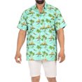 thumbnail image 6 of LA LEELA Men's Button Down Hawaiian Shirt Beach Holiday Casual Cotton Linen Effect Short Sleeve Shirt For Men XXL Palm Island, Autumn Turquoise, 6 of 6