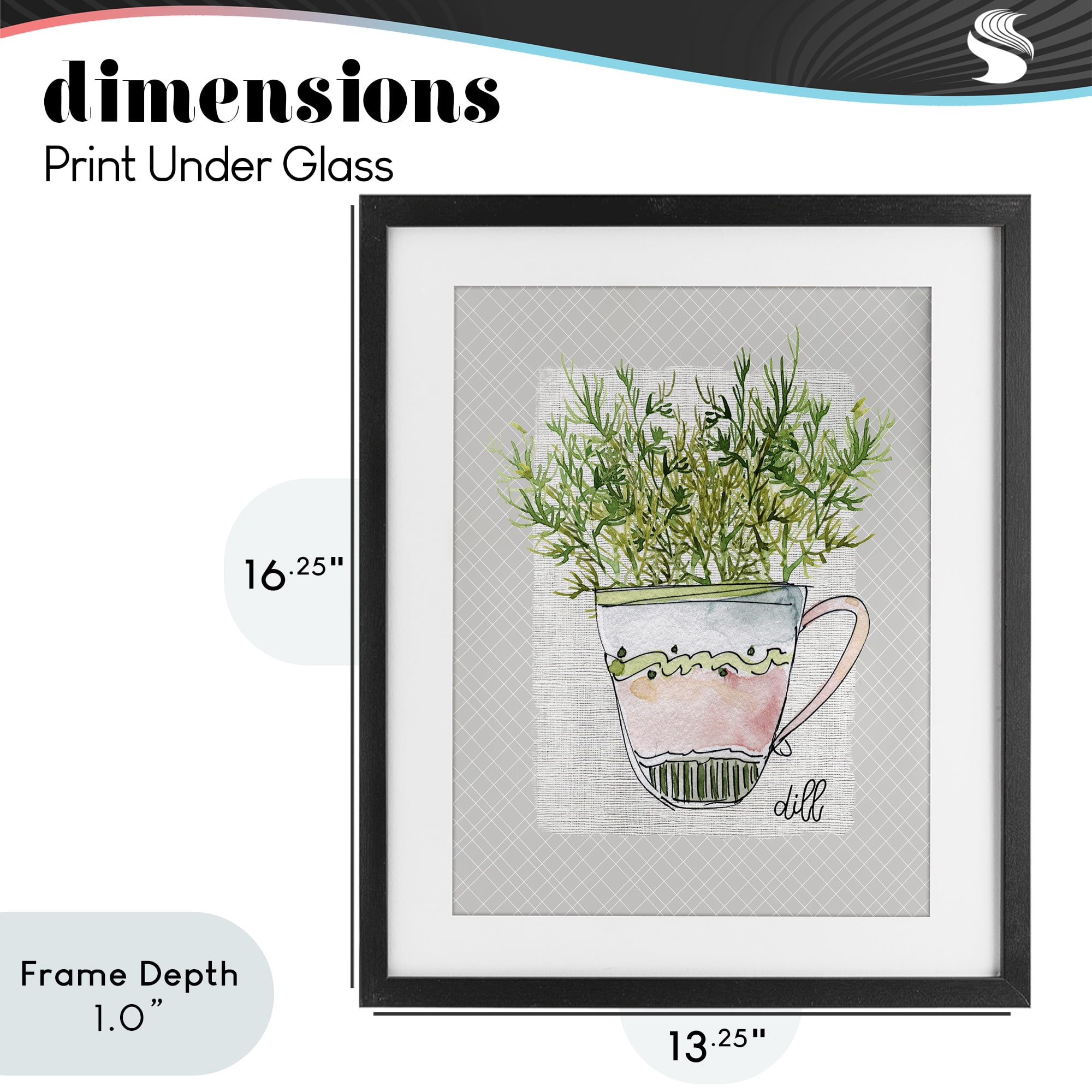 Stupell Industries Dill Herb Mug Black Framed Print Under Glass, design by Livi Finn