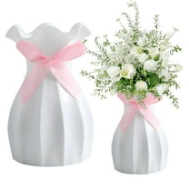 ACDANC Bud Vases Versatile Vase Modern Flower For Dried Arrangements Shatterproof Scratch Plastic With Bow Decoration Elegant Home White 1X Vase
