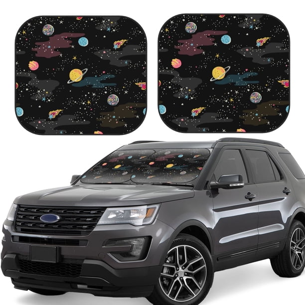 Balery Galaxy Parasol para parabrisas de coche de 2 piezas | Parasol plegable para parabrisas delantero de coche para la mayoría de sedanes-Large