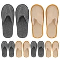 thumbnail image 1 of EeaseMX 6 pares de pantuflas desechables de lino antideslizantes con estampado de hojas de sauce para hoteles, salones de belleza y casas de familia (3 pares en amarillo y gris), 1 of 7