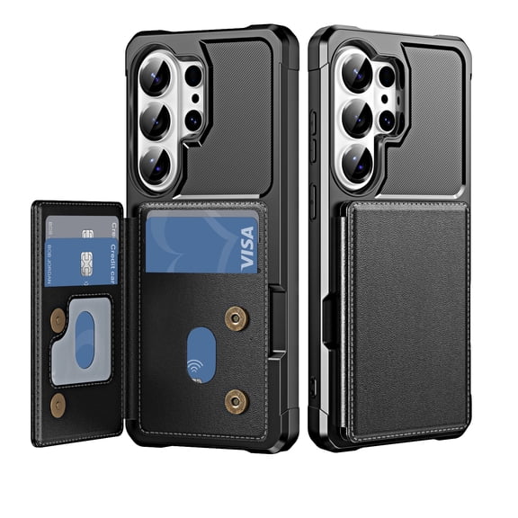 Dteck Magnetic Wallet Case for Samsung Galaxy S26 Ultra,Shockproof PU Leather TPU Card Slots Case Flip Kickstand Back Cover,Black