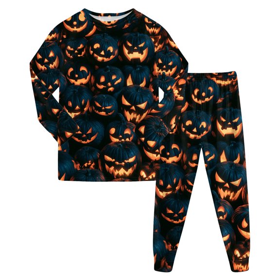 NOEGOEU Kids Boys Girls Halloween Pajamas Long Sleeve Top and Pants Sleepwear Set 2-9Y (Black,4-5 Years)