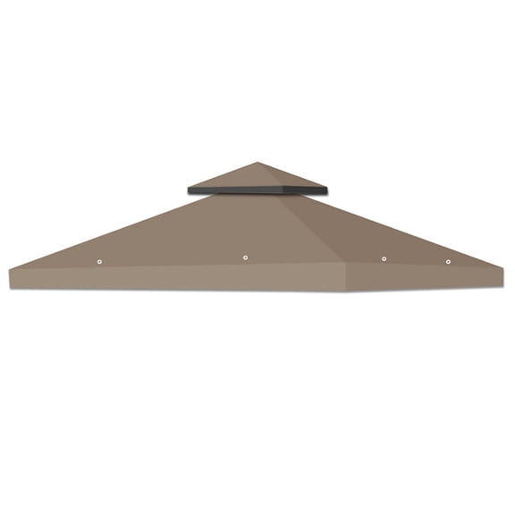 ALUVIERA 8'X8' Gazebo Sunshade 2-Tier Patio Pavilion Replacement Canopy(TAUPE)