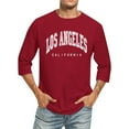 thumbnail image 1 of T-shirts pour Hommes Manches 3/4 Nom de Ville Confortable Col Rond Couleur Unie Ajusté Vin Automne Taille P, 1 of 4