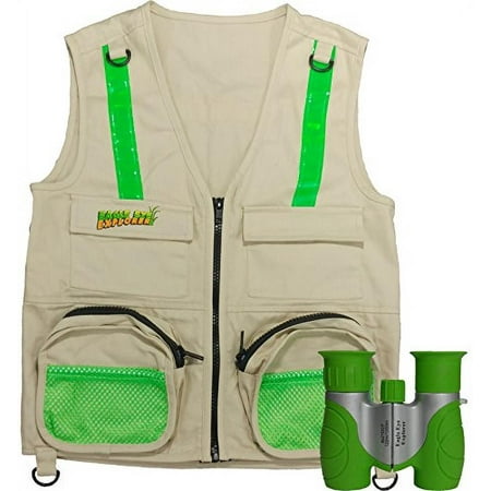 Image of Combination Set: Eagle Eye Explorer Cargo Vest for Kids with Reflective Safety Straps and 8x21 Magnification Binoculars with