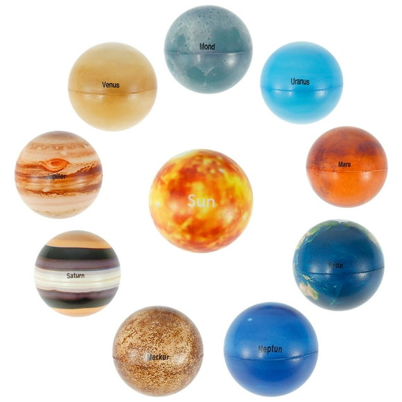 Yous Auto 10 Pcs Balles Anti-Stress, Balles Éducatives Précoces Espace Extérieur Développement Sensoriel Planètes et Espace Jouets Éducatifs pour Anxiété Autisme TDAH Mauvaises Habitudes Balles en Caoutchouc Sensorielles pour Enfants Adultes