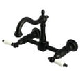 thumbnail image 1 of Kingston Brass KS1260PL Heritage Two-Handle Wall Mount Kitchen Faucet, Matte Black, 1 of 1