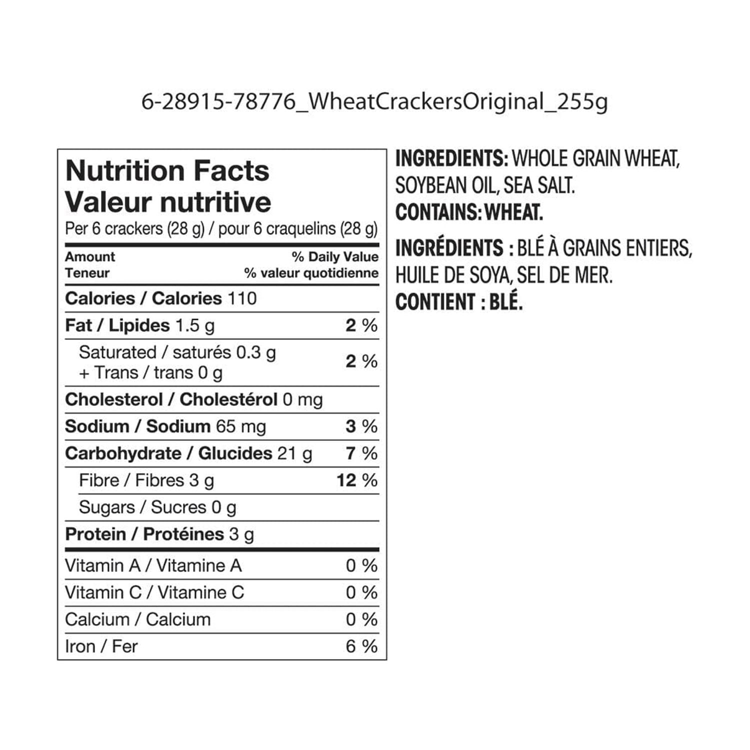 Great Value Original Wheat Crackers