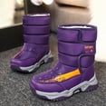 thumbnail image 6 of Miluxas Boys Girls Snow Boots Waterproof Hook and Loop Mid Calf Faux Lining Winter Shoes for Little/Big Kids Purple 13 M(32), 6 of 7