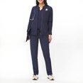 thumbnail image 2 of Womens Scrub Sets Stretch 2 Piece Uniforms Suit Nursing Fitted V Neck Top with Jogger Style Pants Navy M, 2 of 4