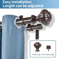 thumbnail image 3 of Urbanest Adjustable Double Curtain Rod Set Door Knob Manhattan Finials – 1″ Front & 3/4 Back Rod With Bronze Rod, 48–84 Inches, 3 of 6