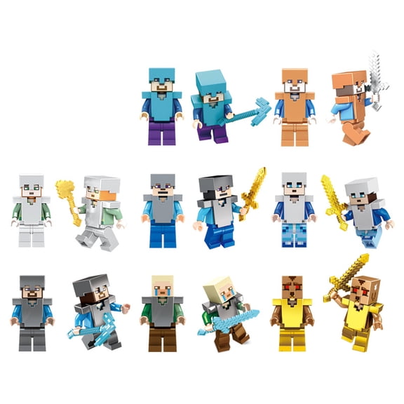 16-Pack Pixelated Mini Figures, Pixel Toys for Birthday Party Favors and Loot Bags