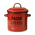 thumbnail image 4 of 42oz Enamel Bacon Grease Container with Strainer & Scraper - Ceramic Grease Keeper for Cooking Oil Storage - Farmhouse Kitchen Jar for Drippings (Dishwasher Safe), 4 of 7