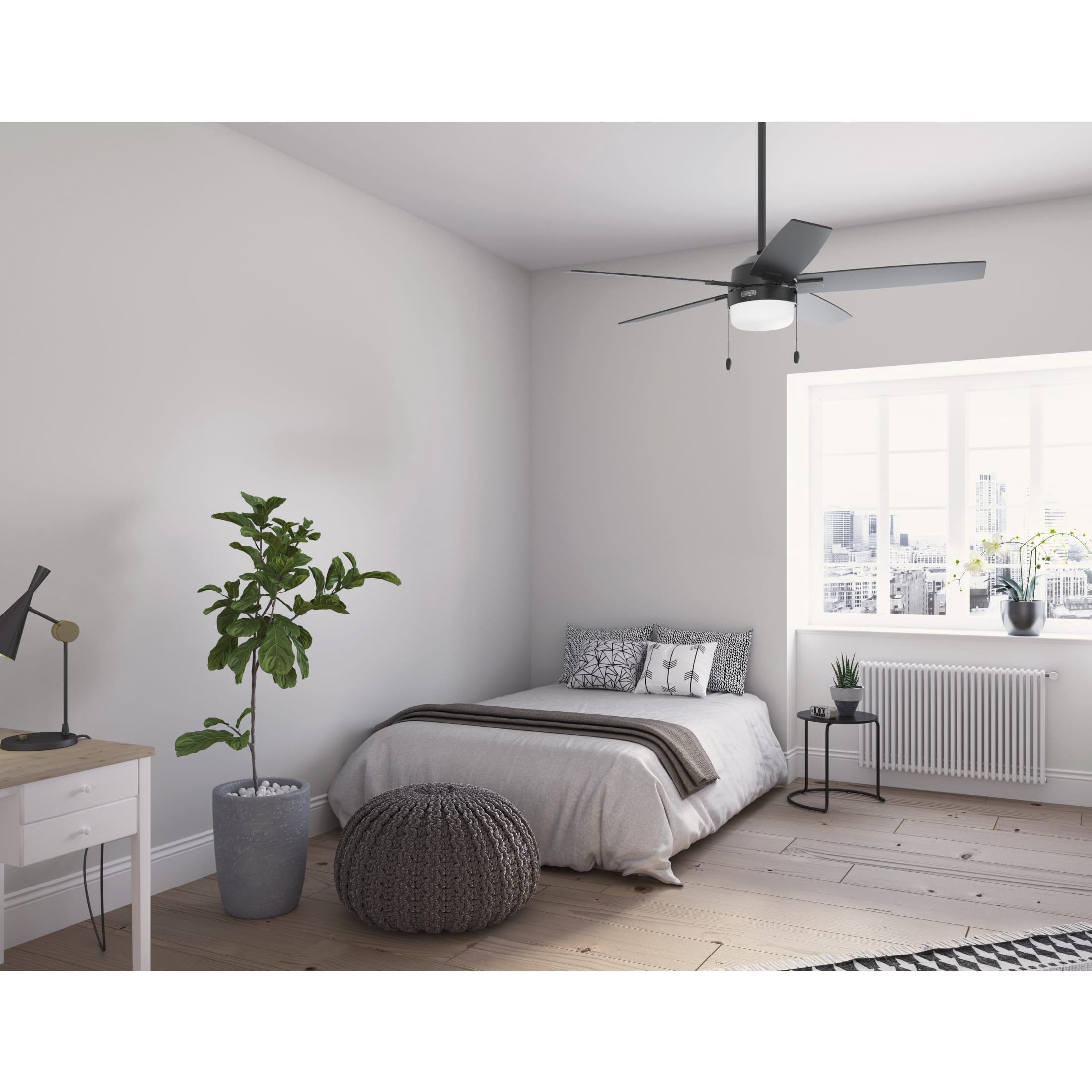 Hunter - Anisten Indoor Ceiling Fan With Light, 52-inch, Matte Black, Modern-style, 3-speed WhisperWind Motor, 52485, for Living Rooms, Bedrooms