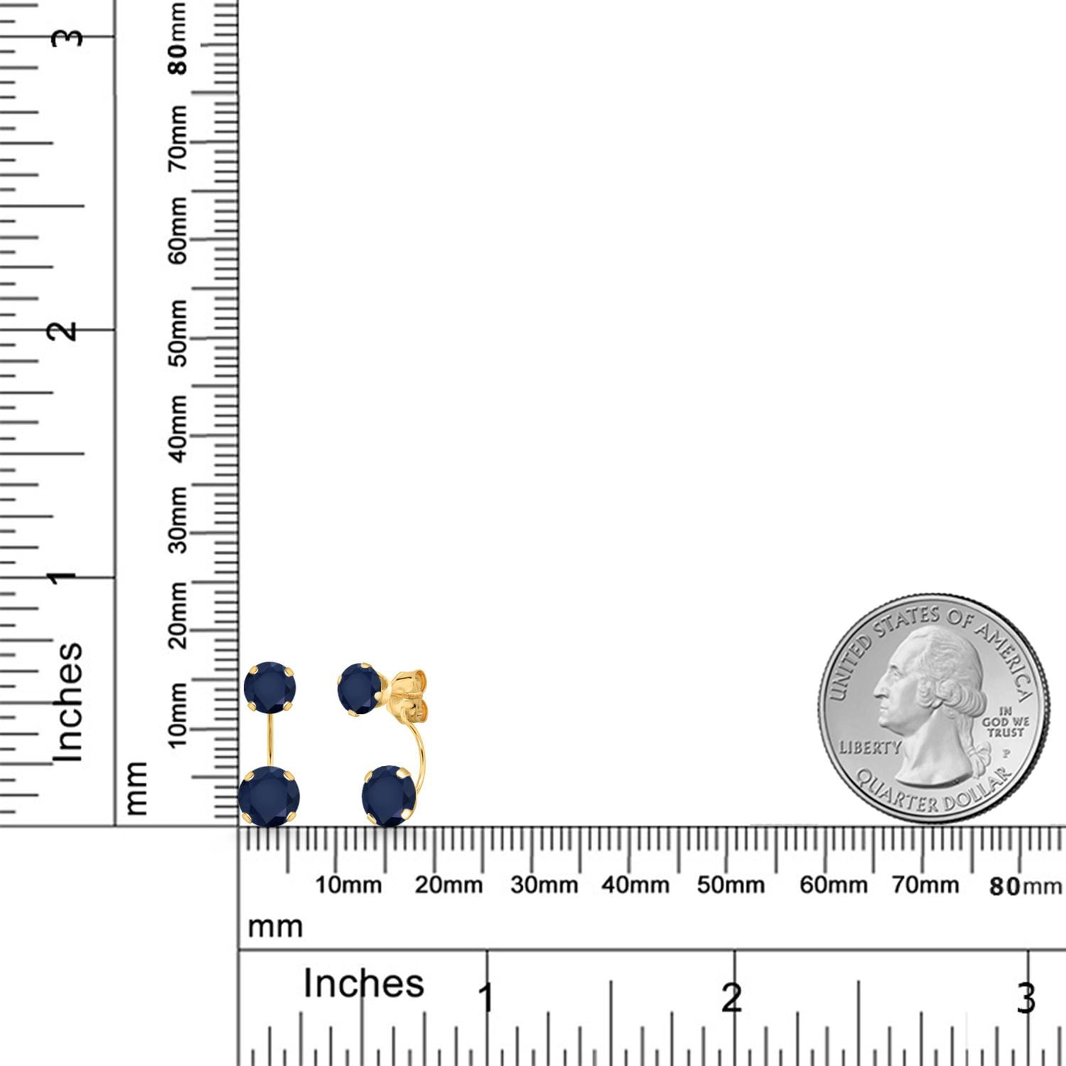 Gem Stone King 14K Yellow Gold Blue Sapphire Stud Earrings for Women | 3.40 Cttw | Gemstone September Birthstone | Round 6MM