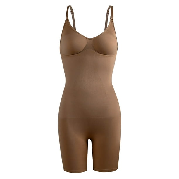 PEASKJP Women's Firm Control Shapewear Full Slips Open Bust Tummy Control  Seamless Hourglass Body Shaper Slimmer Sexy for Under Dresses, Brown S/M