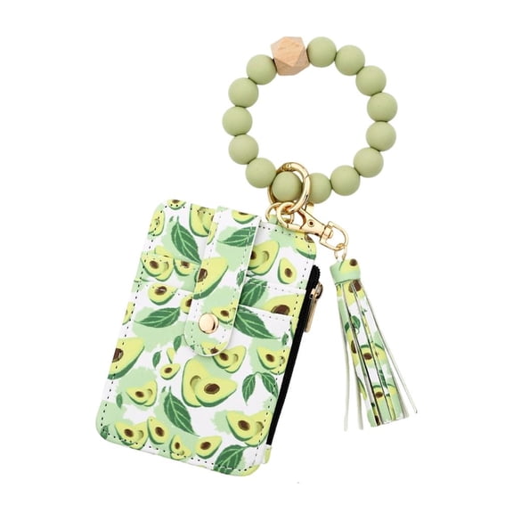 Wristlet Bracelet Keychain Wallet Credit Card Holders Beaded Keyring Purses