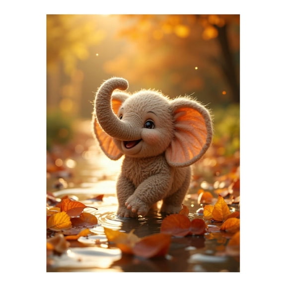 Diamond Art Kits for Adults, Cute Elephant Autumn Leaves 5D Diamond Painting Kits for Adults Beginners, DIY Full Drill Diamond Painting, Gem Art and Crafts 12x16