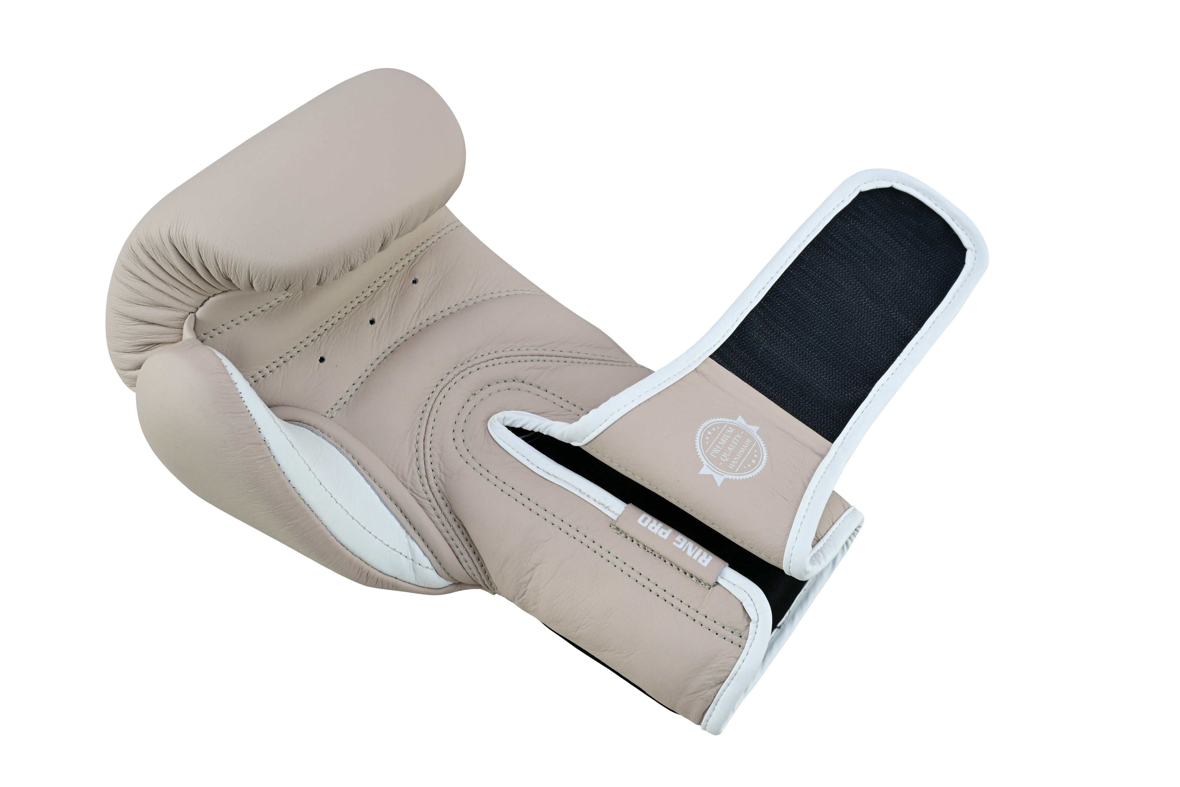 Ring Pro Sports Smash Series Boxing Glove Made of Matte Cowhide Leather for Boxing & MMA - Beige 12 oz