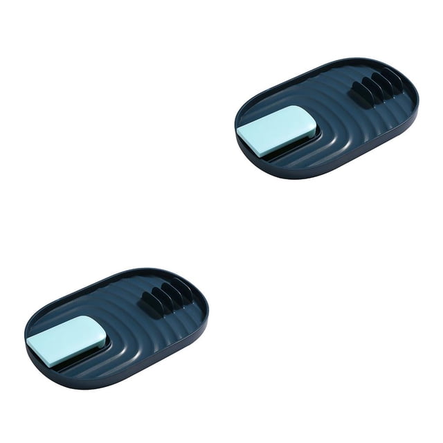 Naiovety Estante para tapa de olla de cocina, utensilios de espátula, estante colgante, soporte de tablero de plástico multifuncional azul oscuro 2piezas